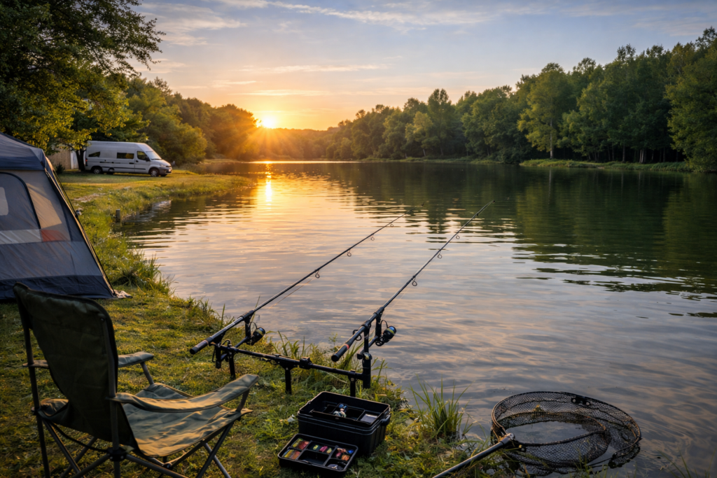 Rybaření přímo v areálu Autokempu Kačer – rybník s možností kempování u vody